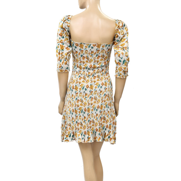 Urban Outfitters Floral Print Smocked Mini Dress S