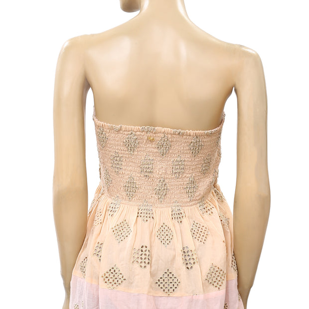 PQ Swim Anthropologie Namaste Evie Smocked Cover UP Tube Midi Dress Skirt