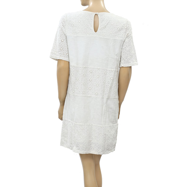 Anthropologie Eyelet Embroidered Cotton Mini Dress S