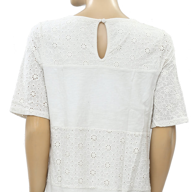 Anthropologie Eyelet Embroidered Cotton Mini Dress S