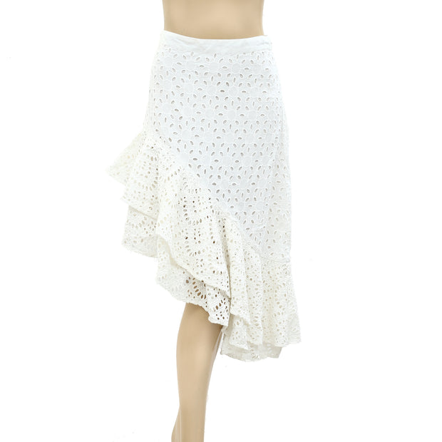 MISA Los Angeles Augusta Ivory Eyelet Ruffle Skirt XS