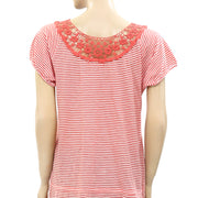 Lucky Brand Crochet Lace Striped Tunic Top M