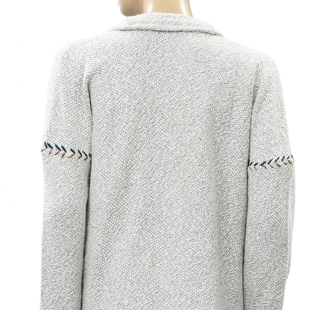 Lucky Brand 刺绣针织西装外套毛衣上衣 L