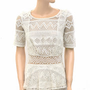 Sezane Crochet Lace Tiered Mini Dress XS