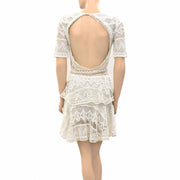 Sezane Crochet Lace Tiered Mini Dress XS