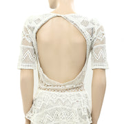 Sezane Crochet Lace Tiered Mini Dress XS