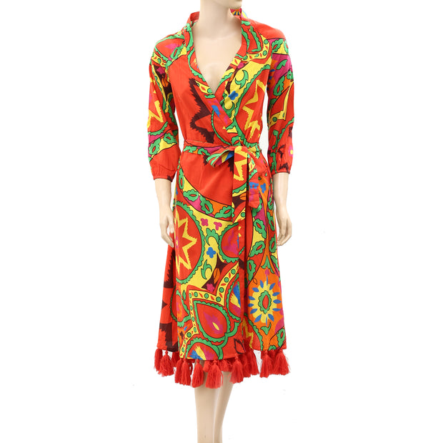 Rhode Resort Lena Wrap Floral Printed Wrap Midi Dress XS