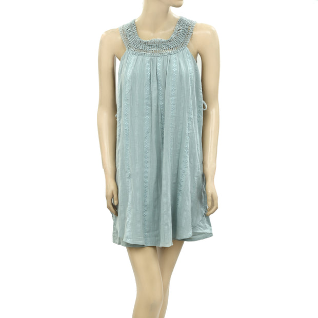 Free People Embroidered Crochet Lace Mini Tunic Dress S