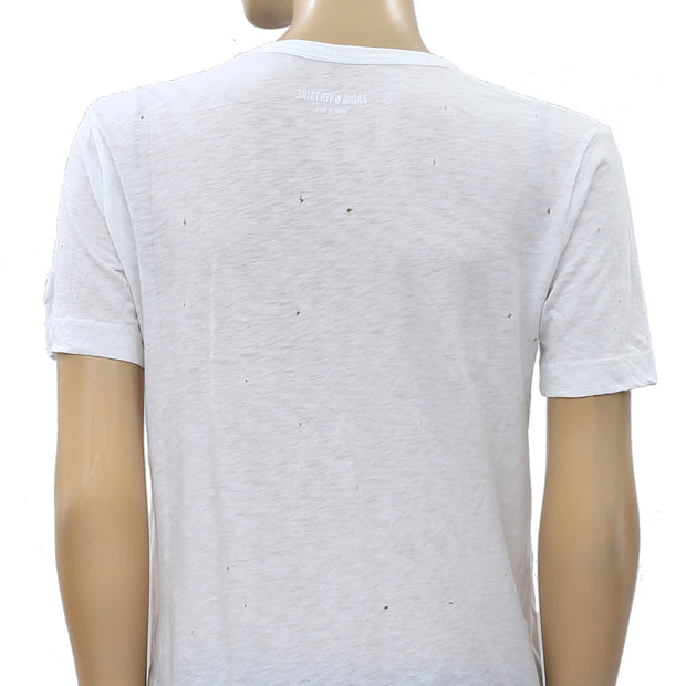 Zadig & Voltaire Wassa Holes Stamp Skull T-Shirt Top