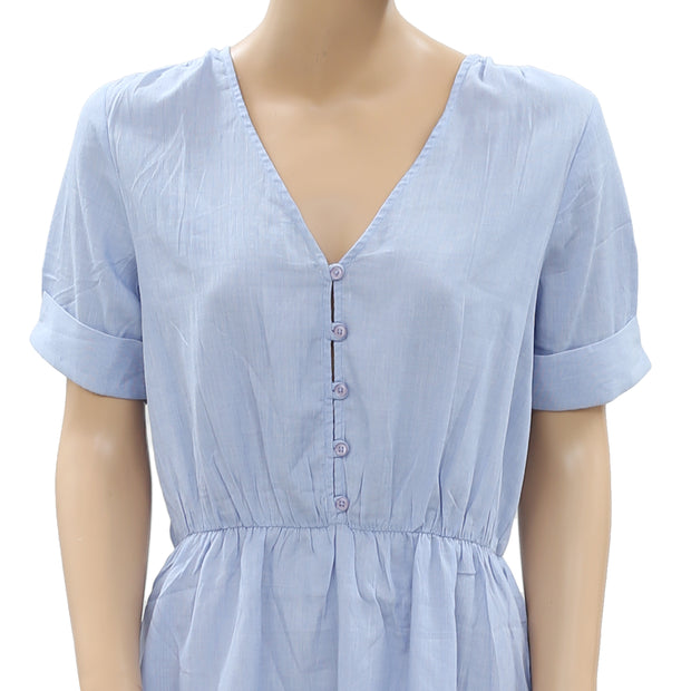 Victor B Solid Blue Mini Dress S-1