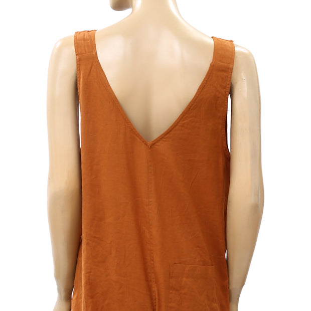ASOS DESIGN Button Front Linen Minimal Jumpsuit Dress
