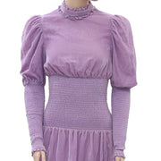 Rhode Resort Smocked Velvet Purple Midi Dress XS