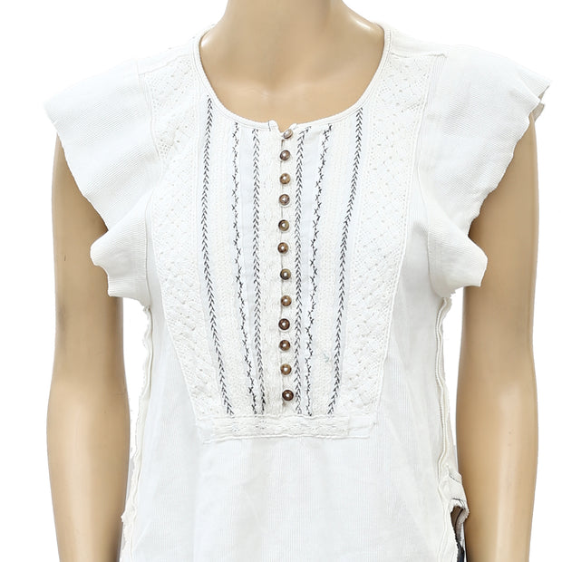 Free People 刺绣衬衫上衣 S