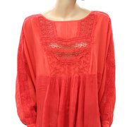 Free People Thinking Of You Crochet Trim Tunic Top