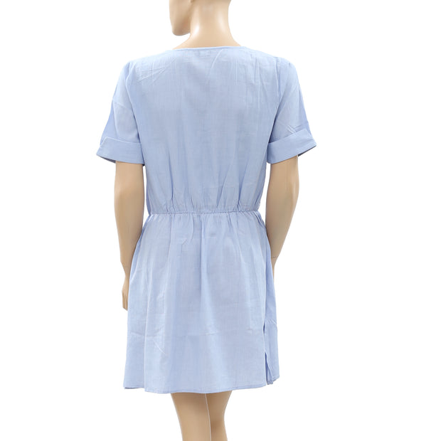Victor B Solid Blue Mini Dress S-1
