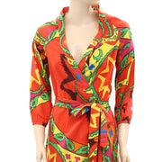 Rhode Resort Lena Wrap Floral Printed Wrap Midi Dress XS