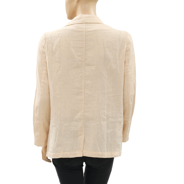 Des Petits Hauts Shimmer Stripe Printed Coat Jacket Top L