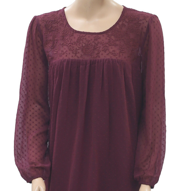 Abercrombie & Fitch Floral Embroidered Clipped Mini Dress L