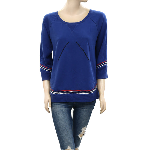 Lucky Brand Lotus Scottsdale Embroidered Pullover Top M