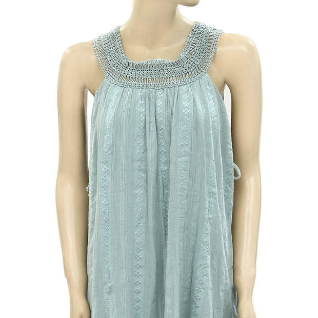 Free People Embroidered Crochet Lace Mini Tunic Dress S