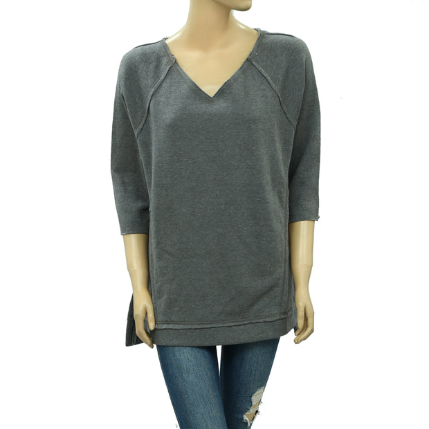 Soft Surroundings Gray Solid Pullover Tunic Top M