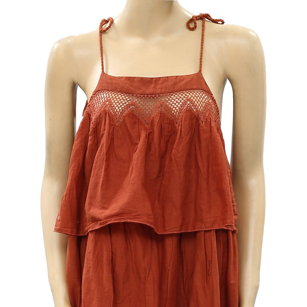 HappyxNature Kate Hudson Tiered Rust Midi Dress