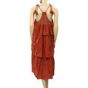HappyxNature Kate Hudson Tiered Rust Midi Dress