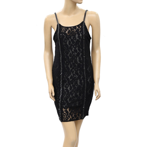 All Saints Asha Chain Black Mini Dress XS