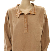 Out From Under Urban Outfitters Jacintha Reverse Henley Sweatshirt Top