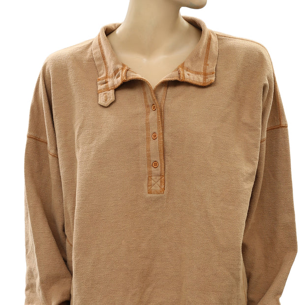 Out From Under Urban Outfitters Jacintha Reverse Henley Sweatshirt Top