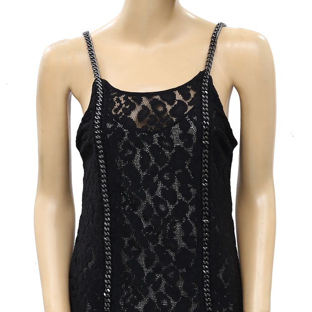 All Saints Asha Chain Black Mini Dress XS