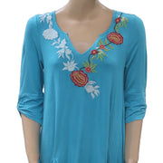 Caite Anthropologie Floral Embroidered Tunic Top S