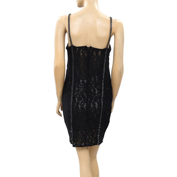 All Saints Asha Chain Black Mini Dress XS