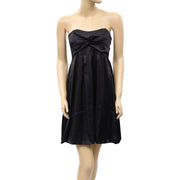 Saint Tropez Pleated Solid Black Tube Mini Dress XS