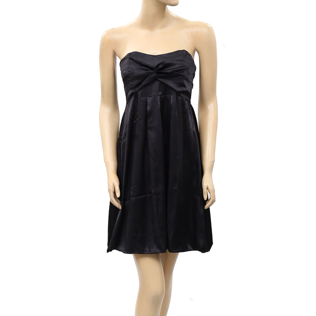 Saint Tropez Pleated Solid Black Tube Mini Dress XS