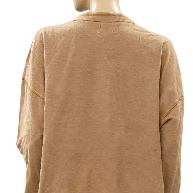 Out From Under Urban Outfitters Jacintha Reverse Henley Sweatshirt Top