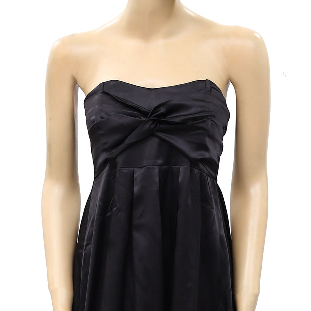 Saint Tropez Pleated Solid Black Tube Mini Dress XS