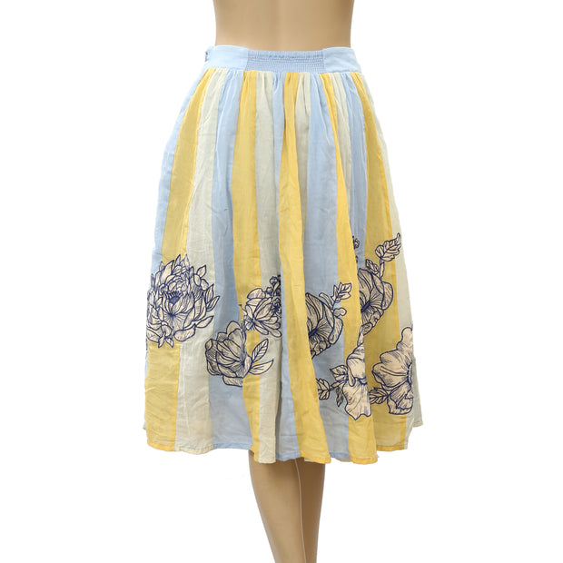 Maeve Anthropologie Rosalind Embroidered Midi Skirt