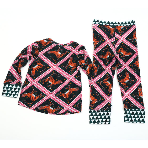Anthropologie Kid's Girls Corinne Lent Tigress Flannel Pajama & Top 3T Yr