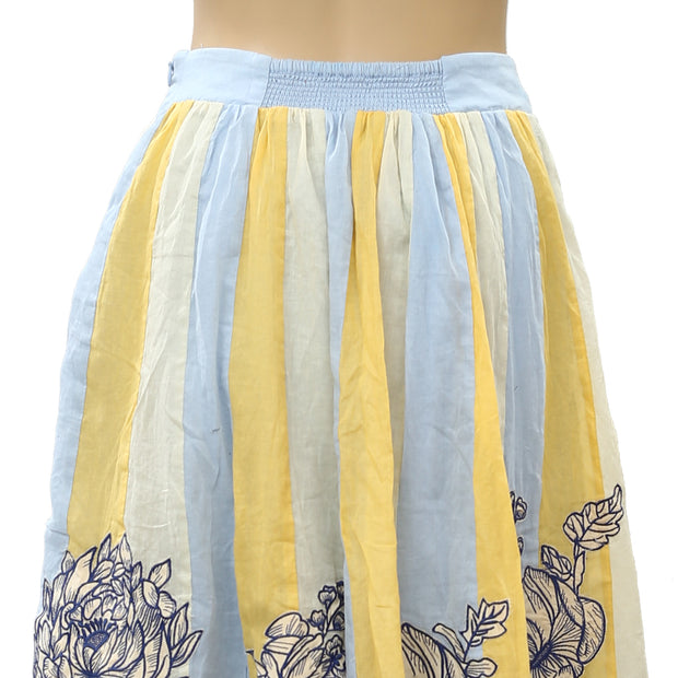 Maeve Anthropologie Rosalind Embroidered Midi Skirt