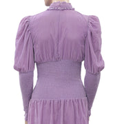 Rhode Resort Smocked Velvet Purple Midi Dress XS