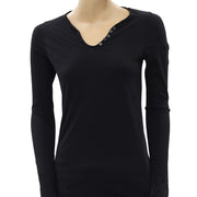 Zadig & Voltaire Tunic Button Solid Black T-Shirt Top