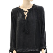 Zadig & Voltaire Theresa Beaded Black Blouse Top S