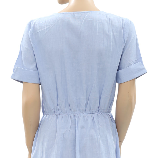 Victor B Solid Blue Mini Dress S-1