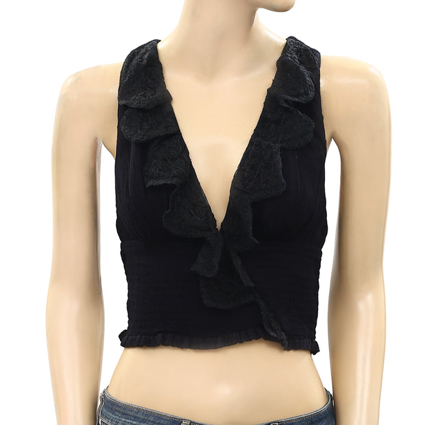 Free People Floral Mesh Tank Cropped Top XS