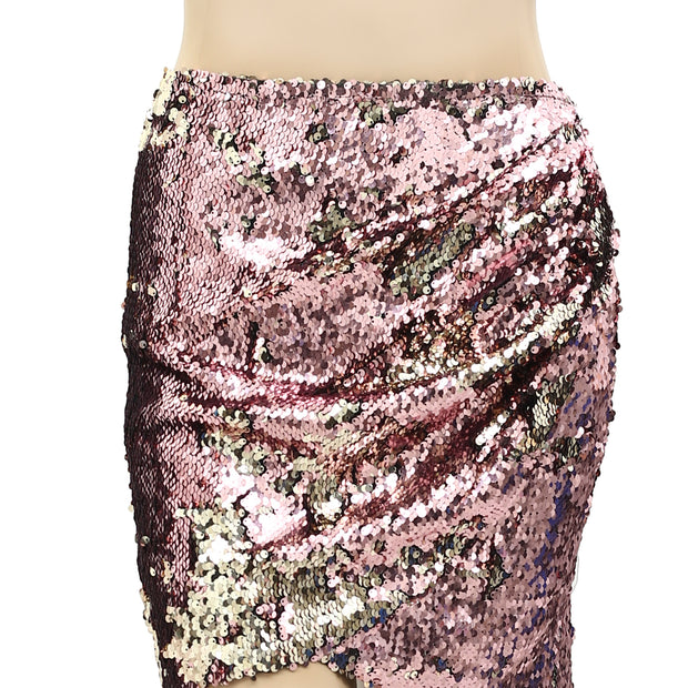 Topshop Sequin Drape Pensil Mini Skirt S6