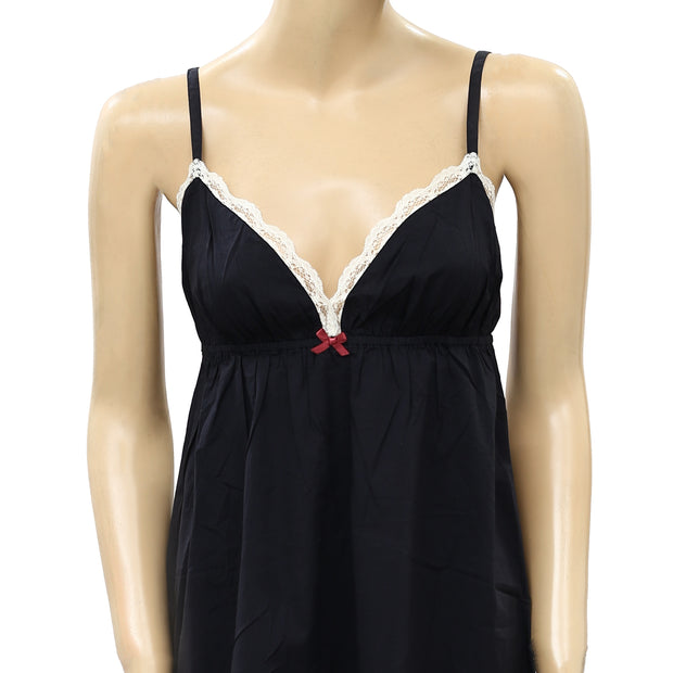 Odd Molly Anthropologie Lace Black Slip Mini Dress S 1
