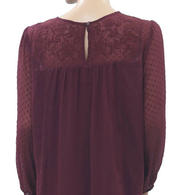 Abercrombie & Fitch Floral Embroidered Clipped Mini Dress L