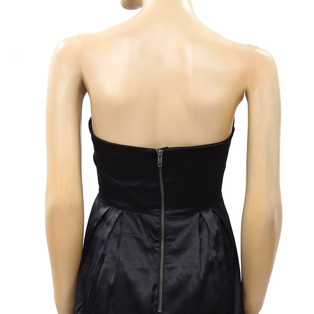 Saint Tropez Pleated Solid Black Tube Mini Dress XS