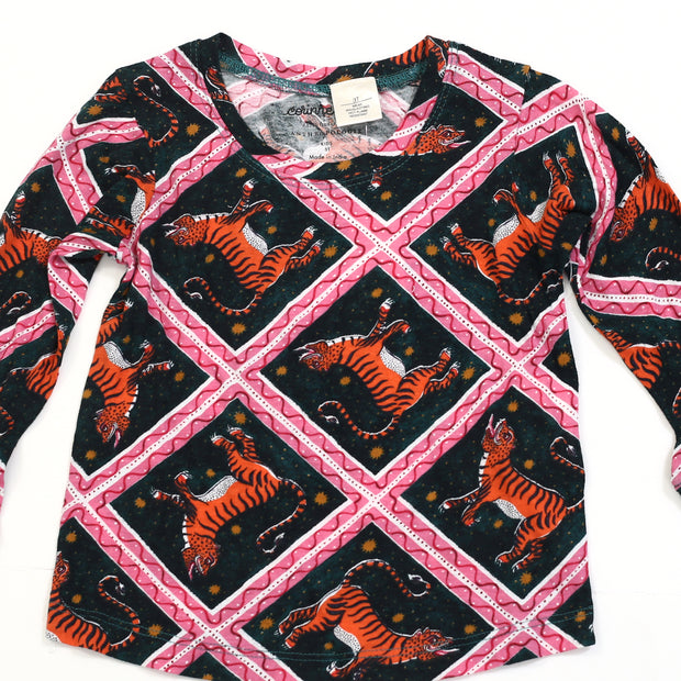 Anthropologie Kid's Girls Corinne Lent Tigress Flannel Pajama & Top 3T Yr